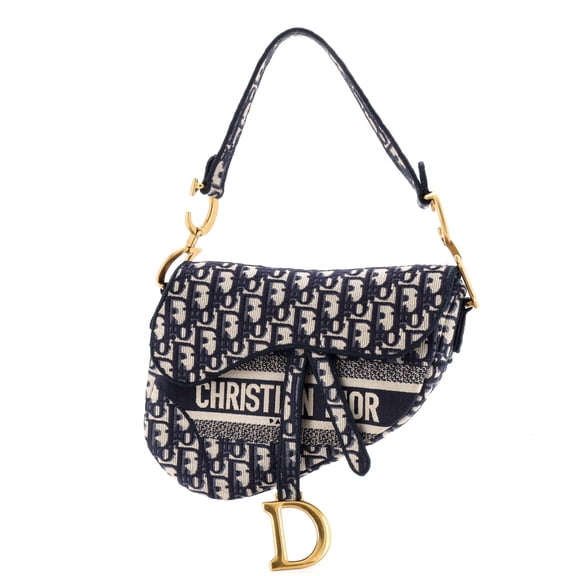 Pre-Owned Saddle Handbag Logo Embroidered Oblique Canvas Medium By Rebag