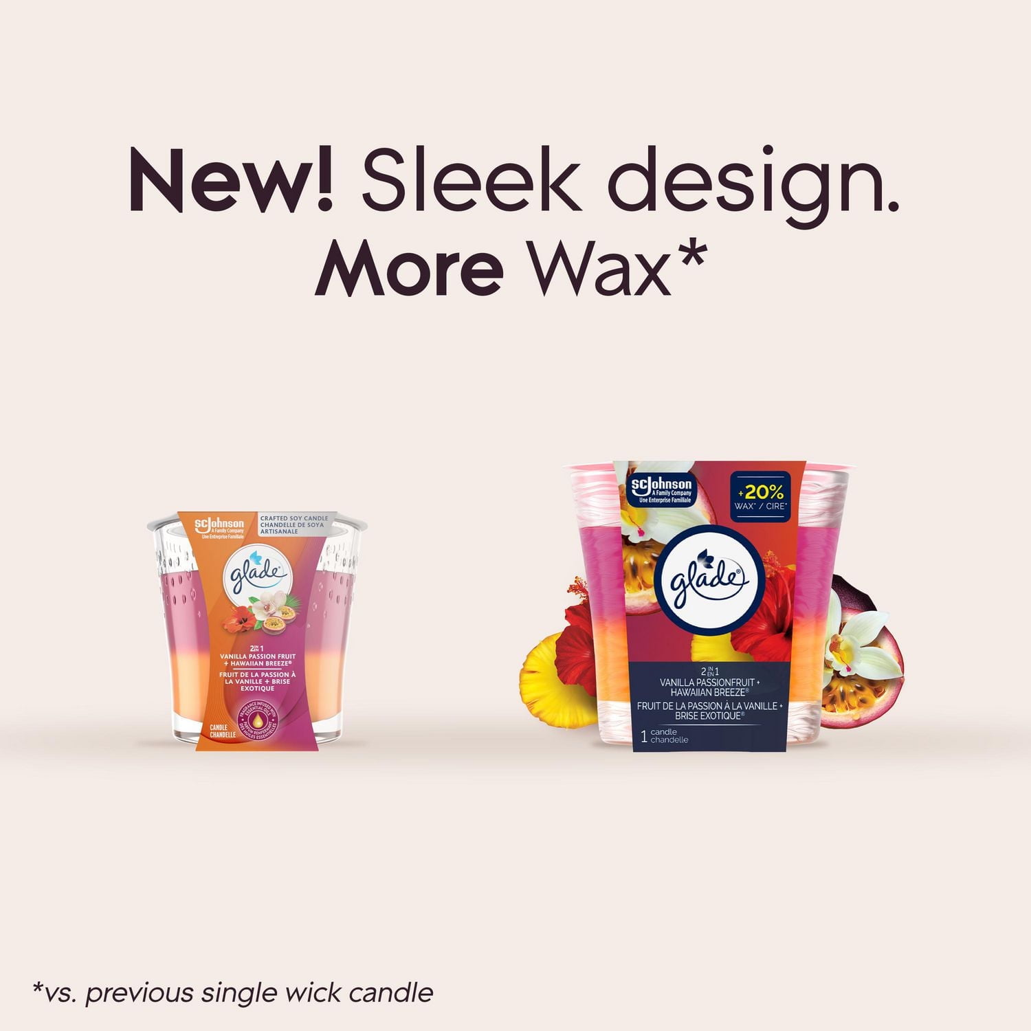 Glade® Scented Candle Air Freshener, Vanilla Passionfruit & Hawaiian Breeze, 1-Wick Candle