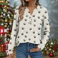 thumbnail image 5 of Craaazy Button Down Shirts for Women Cusual Print T-shirt Casual V-neck Long Sleeve Shirts Gifts, 5 of 8