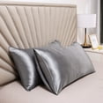 thumbnail image 2 of Yesfashion 2pcs Pillowcase, Artificial Silk Soft Breathable Skin-friendly Solid Color Cushion Cover With Envelope Closure Hidden Zipper, Satin Pillow Case For Hair Skin 51x66cm, 2 of 8