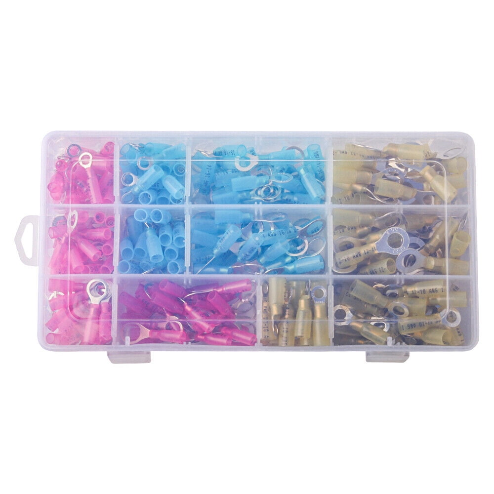 300Pcs Heat Shrink Wire Connectors M5/M6/M8/M10 Ring Spade Crimp Terminals