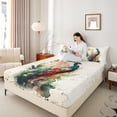 thumbnail image 4 of Homewish Animal Peacock Full Size Sheets 4-Piece for Teens,Retro Vintage Aesthetic Breathable Bed Sheets,Abstract Watercolor Art Lightweight Sheet Sets,Microfiber Bedroom Decor, 4 of 7