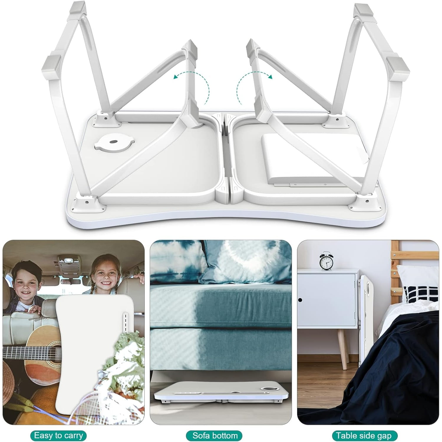 Laptop Bed Desk, Portable Foldable Lap Bed Table with USB Charge Port Storage Drawer and Cup Holder,Lap Desk Laptop Stand Tray Table Serving Tray for Eating, Reading and Working