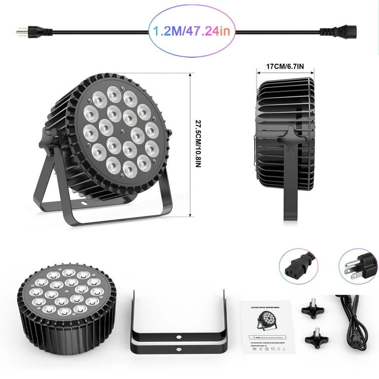 LED Par Light, RGBW+UV 18x10W DMX Control Sound Activated Super