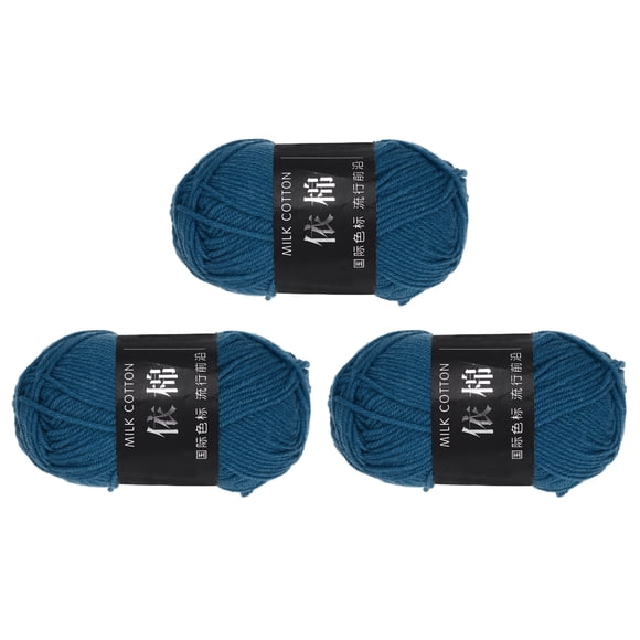 Uxcell 3Pcs Hilo de Algodón Hilo de Tejer Hilo de Crochet (87.5Yard x 2.5mm, Azul Marino)