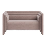 ZUO Trippel Soft Velvet Fabric Upholstered Loveseat in Taupe