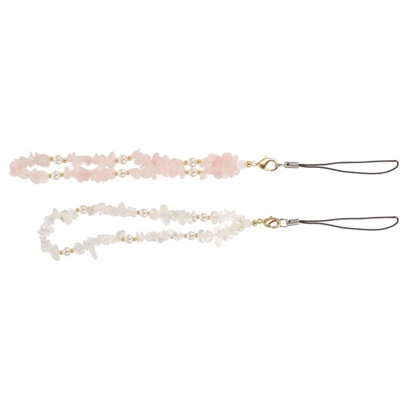 YSNOOWE 2Pcs Pink Beaded Phone Charm Straps Acrylic Mobile Phone Pendant Decoration 8.65X0.79X0.39in