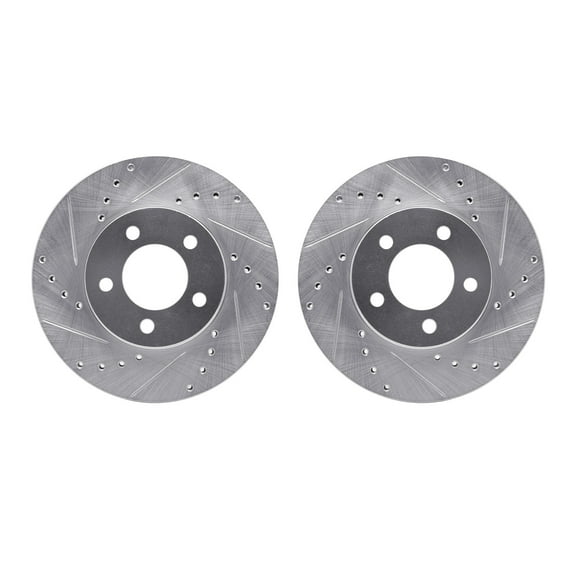 Dynamic Friction Company Front Brake Rotors-Drilled and Slotted-Silver 7002-54172