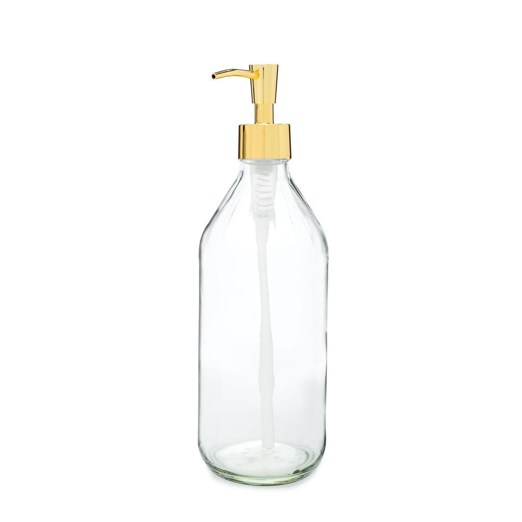 RAIL19 Vintage Inspired Glass Soap Dispenser w/ Gold Pump