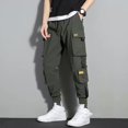 thumbnail image 1 of Pantalones Cargo Para Hombre Cinta Lateral Suelta Jogger Negro Beige Ejército Verdepangjing, 1 of 4