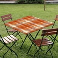 thumbnail image 3 of Orange Square Fitted Elastic Edge TableCloths, Buffalo Polyester Wipeable Home Decor Table Cover, for Indoor Outdoor Garden Picnic Party, 36 x 36 inch, 3 of 4
