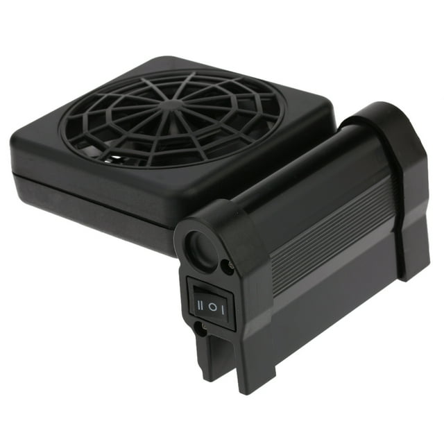 Ventilateur de Refroidissement pour Aquarium avec Réglages Réglables à 2 Vitesses - Conception à Tête Unique pour Réservoirs d'Eau Douce et d'Eau Salée - Montage à Pince pour Parois de Réservoir de 12 mm - Adaptateur Secteur 100-240V Inclus - Plastique Noir