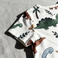 thumbnail image 5 of Rggeeun Baby Boys Clothes Sets Cute Colorful Dinosaur & Tree Pattern Short Sleeve Crew Neck Soft Top & Elastic Waist Loose Shorts for Summer Daily Wear Cool Set,White,4-5 Years, 5 of 5