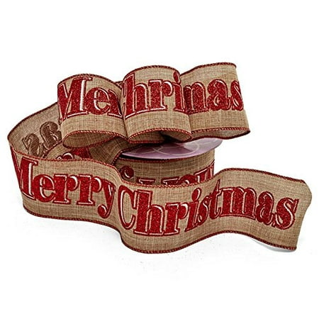 Sparkly Red Merry Christmas Ribbon - 2 1/2