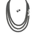 thumbnail image 1 of Set Collar Perlas Triple Aretes Zvezda Plata 0.925 Mujer negro Unitalla, 1 of 4
