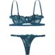 thumbnail image 2 of Conjunto de lencería sexy de 2 piezas con tirantes de encaje para mujer, conjunto de lencería push up Azul Teal CH Azul Teal CH Xishao ropa, 2 of 2