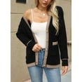 thumbnail image 6 of Cardigan Sweaters for Women Open Front Long Sleeve Button Down Knit Jackets with Pockets Fall Winter Outfits Black L, 6 of 9