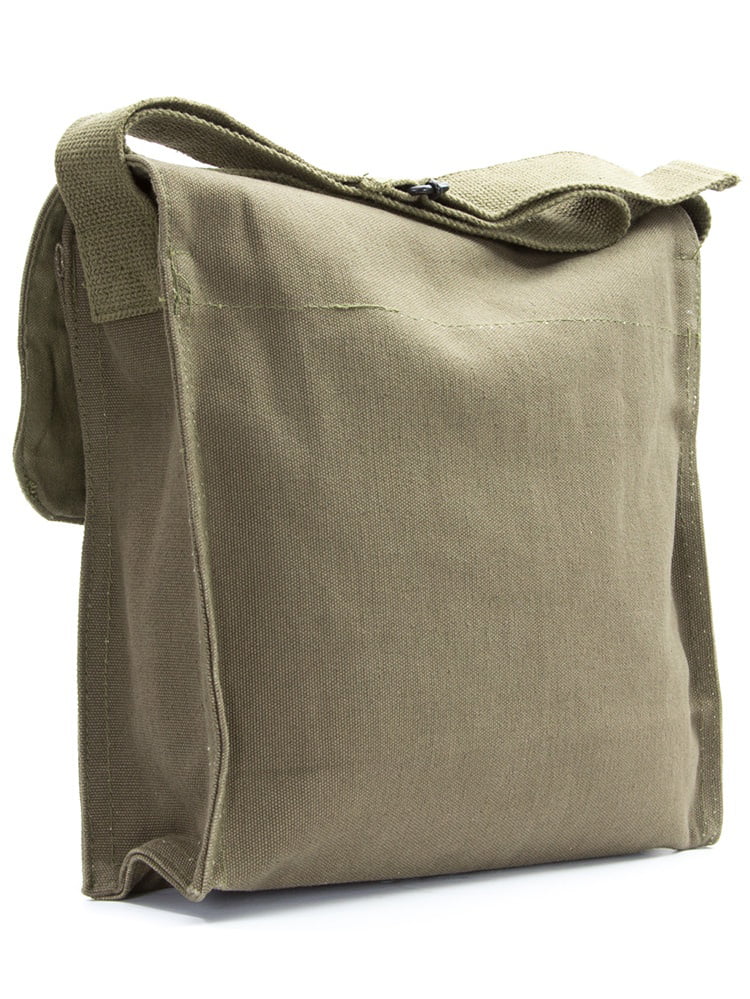 Air Force USAF Text Army Heavyweight Canvas Medic Shoulder Bag in Olive & Black