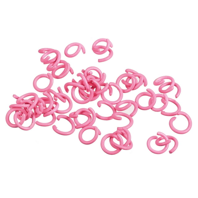 Unique Bargains Open Jump Rings, 8mm Colorful O-ring Connectors for DIY Crafts Jewelry Making, Carbon Steel, Pink, 100Pack