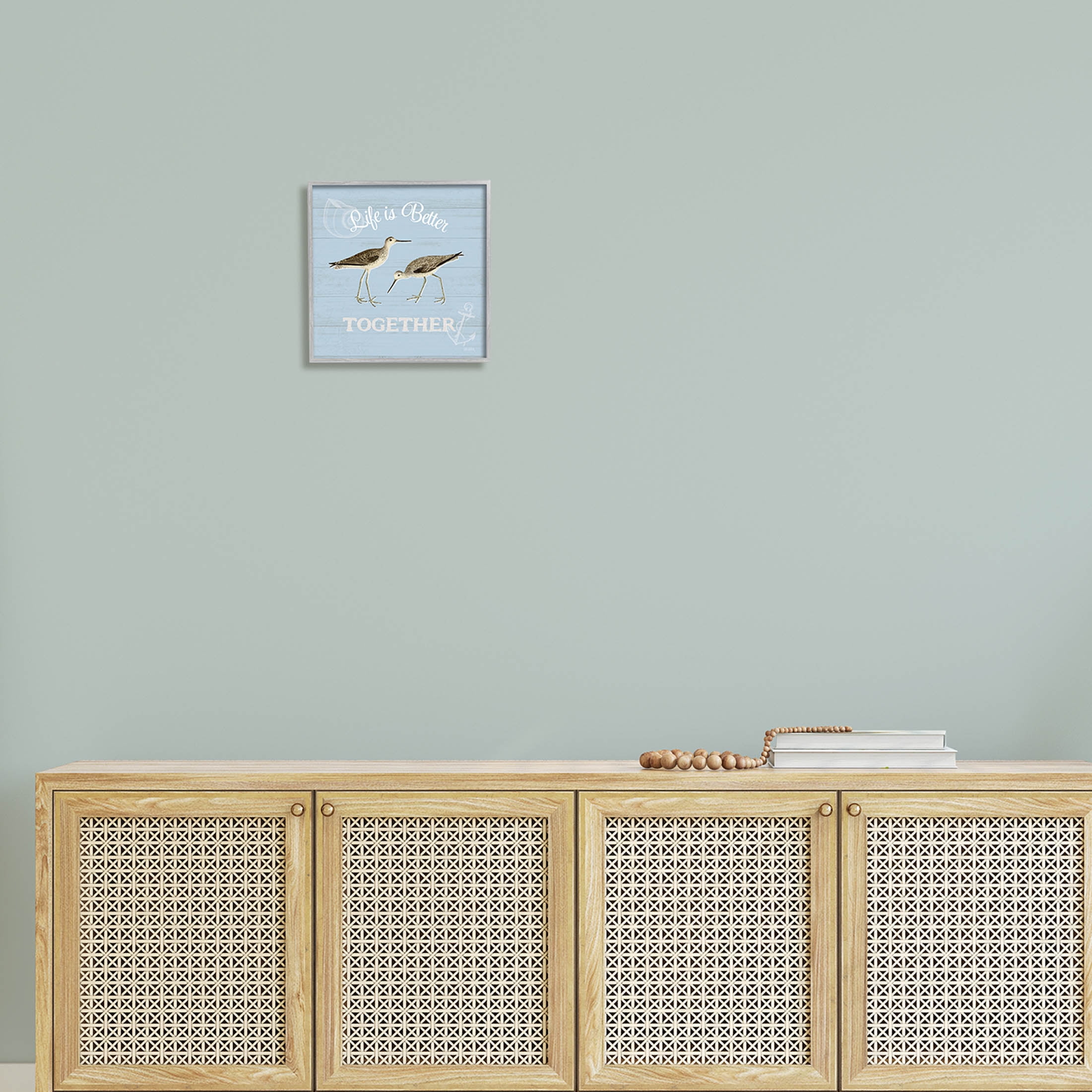 Stupell Industries Better Together Coastal Sandpipers Graphic Art Gray Framed Art Print Wall Art, Design by Katie Pertiet