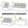 thumbnail image 4 of ECOPATIO Aluminum Patio Furniture Set, 9 Pcs Metal Modern Outdoor Sofa Sets, Outdoor Sectional Patio Conversation Set with Coffee Table for Backyard, Poolside, White (Included Waterproof Covers), 4 of 9