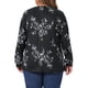 thumbnail image 3 of Blusas de mujer de talla grande con estampado floral, cuello cuadrado, de manga larga, túnica plisada, elegantes y casuales, 4X, negras, 3 of 6