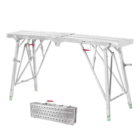 ZHON Scaffold Ladder Heavy Duty Steel Scaffolding Folding Platforms Adjustable Height Anti-Slip Drywall Bench Painting Stool for Picking Up Repairing Decorating Andamios De Construccion intensely