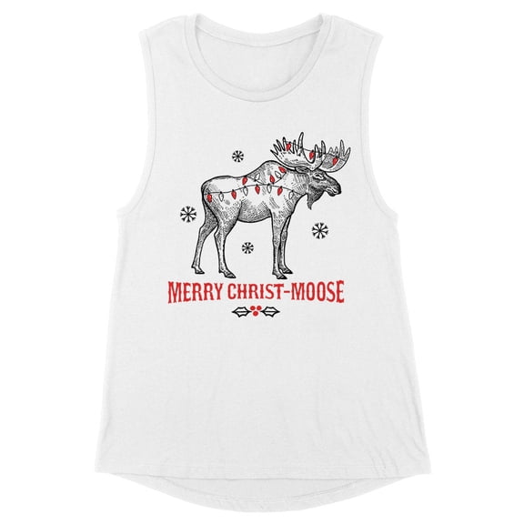 Merry Christmoose Women's Muscle Tank Large White