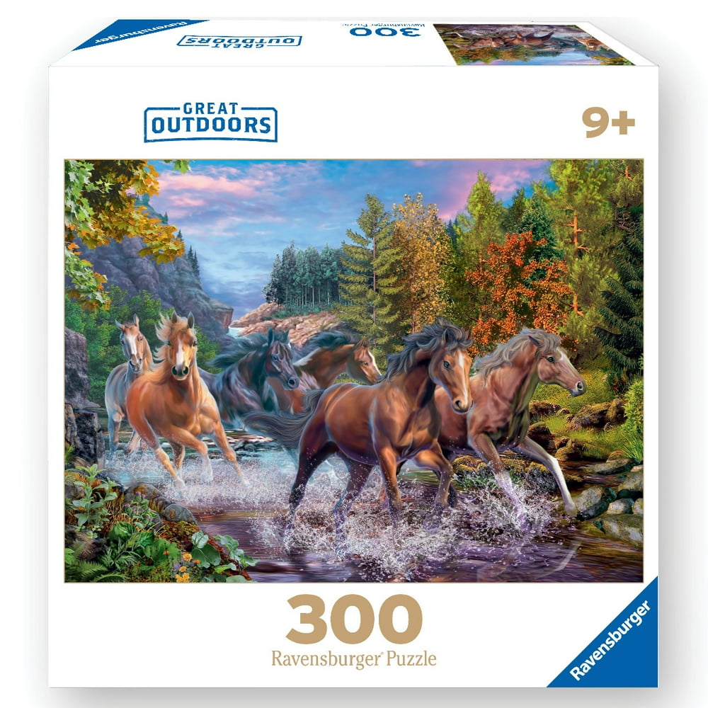 Ravensburger Great Outdoors Puzzle Series Rushing River Horses 300