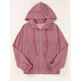 thumbnail image 4 of Women's Corduroy Hooded Long Sleeve Jacket Solid Color Loose Comfortable Casual Outerwear Pink M, 4 of 4
