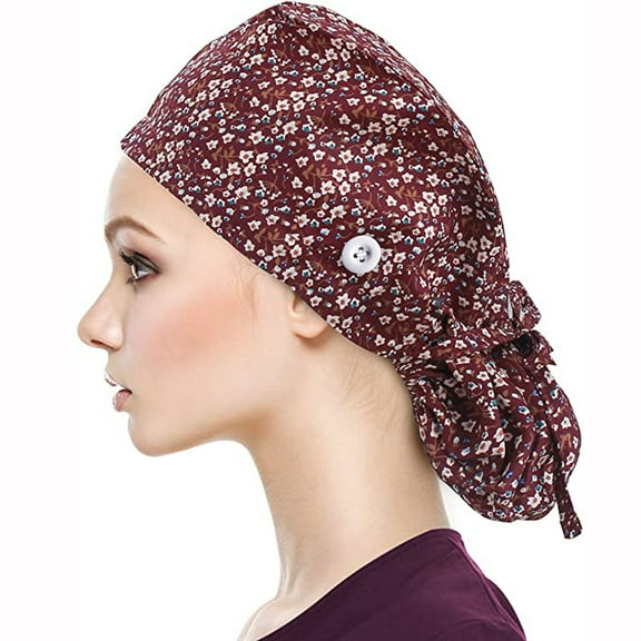 Awdenio Beanies Hats Scrub Cap With Buttons Bouffant Hat With Sweatband for Womens and Mens