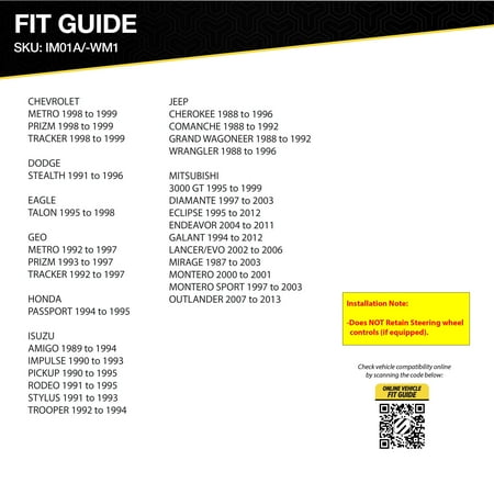 Scosche IM01A-WM1 Wire Harness Compatible w/ ‘87-13 Chevrolet/Dodge/Honda/Isuzu/Jeep/Mitsubishi