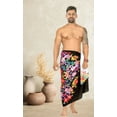 thumbnail image 4 of HAPPY BAY Men's Pareo Sarong Standard Surfing Full Beach Wrap One Size Floral, Black Summer Vacation Party, 4 of 4