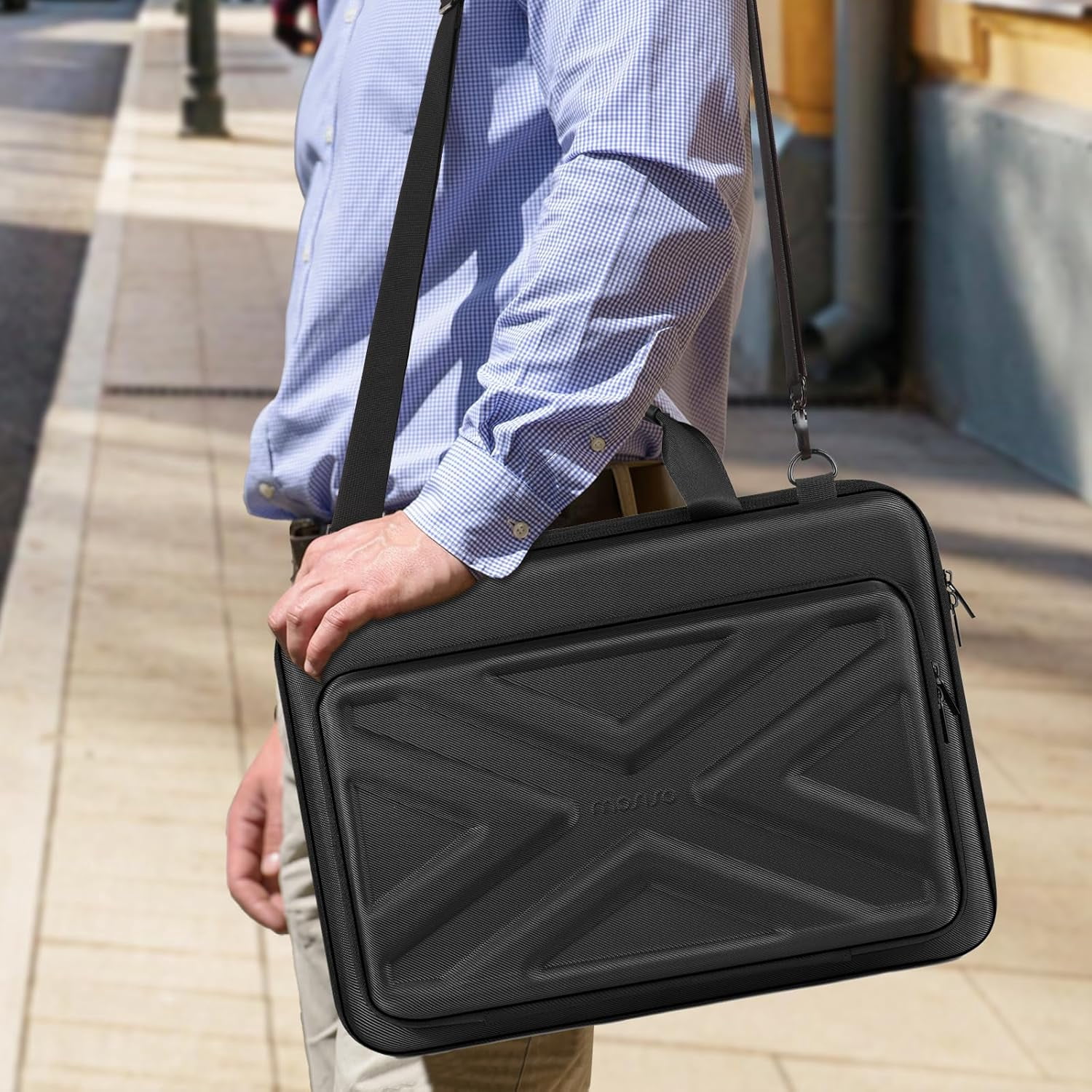MOSISO Hard Shell Laptop Case for Men Women,15-15.6 inch Computer Bag Compatible with MacBook, HP, Dell, Lenovo, Asus, Notebook,13.3 inch Laptop Bag with Front Pocket & Shoulder Strap
