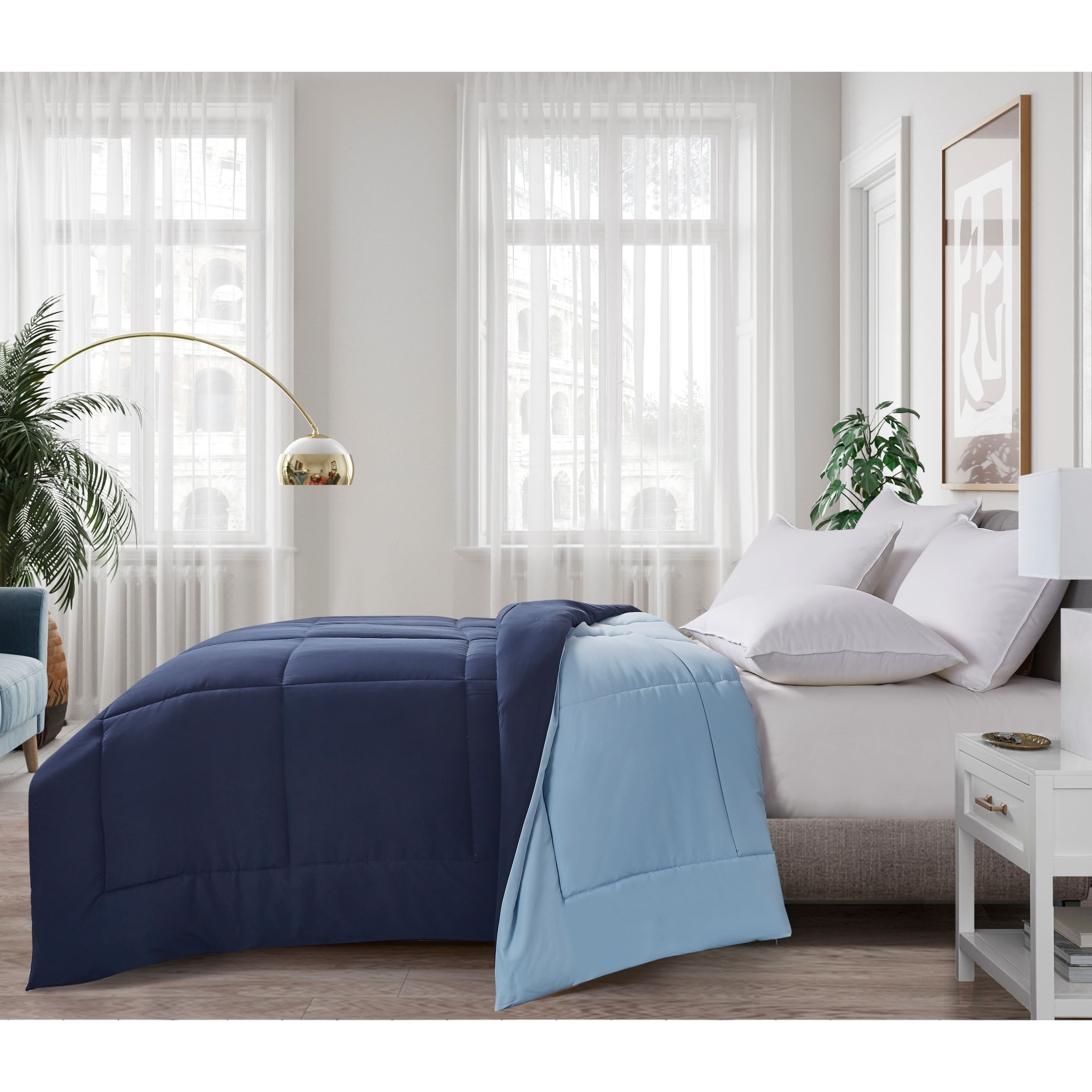 Blue Ridge Home Fashions Micro Fiber Down Alternative Comforter - King 104x88" Black to Platinum