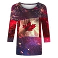 thumbnail image 5 of Fiudx Ofertas Flash Del Día Solo En Línea Moda Mujer Impresión Cuello Redondo Manga 3/4 Camiseta Pulóver Blusa Superior, 5 of 5