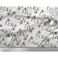 thumbnail image 3 of Soimoi White Cotton Poplin Fabric Floral Love Text Print Fabric by the Yard 58 Inch Wide, 3 of 3