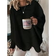 thumbnail image 1 of Fashionable Women Solid Cutout Knit Sweater - Irregular Hem Long Sleeve Pullover, 1 of 12