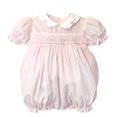 thumbnail image 1 of Baby Girls’ Hand Embroidered Smocked Bubble Romper, 9 Months, Pink, 1 of 2