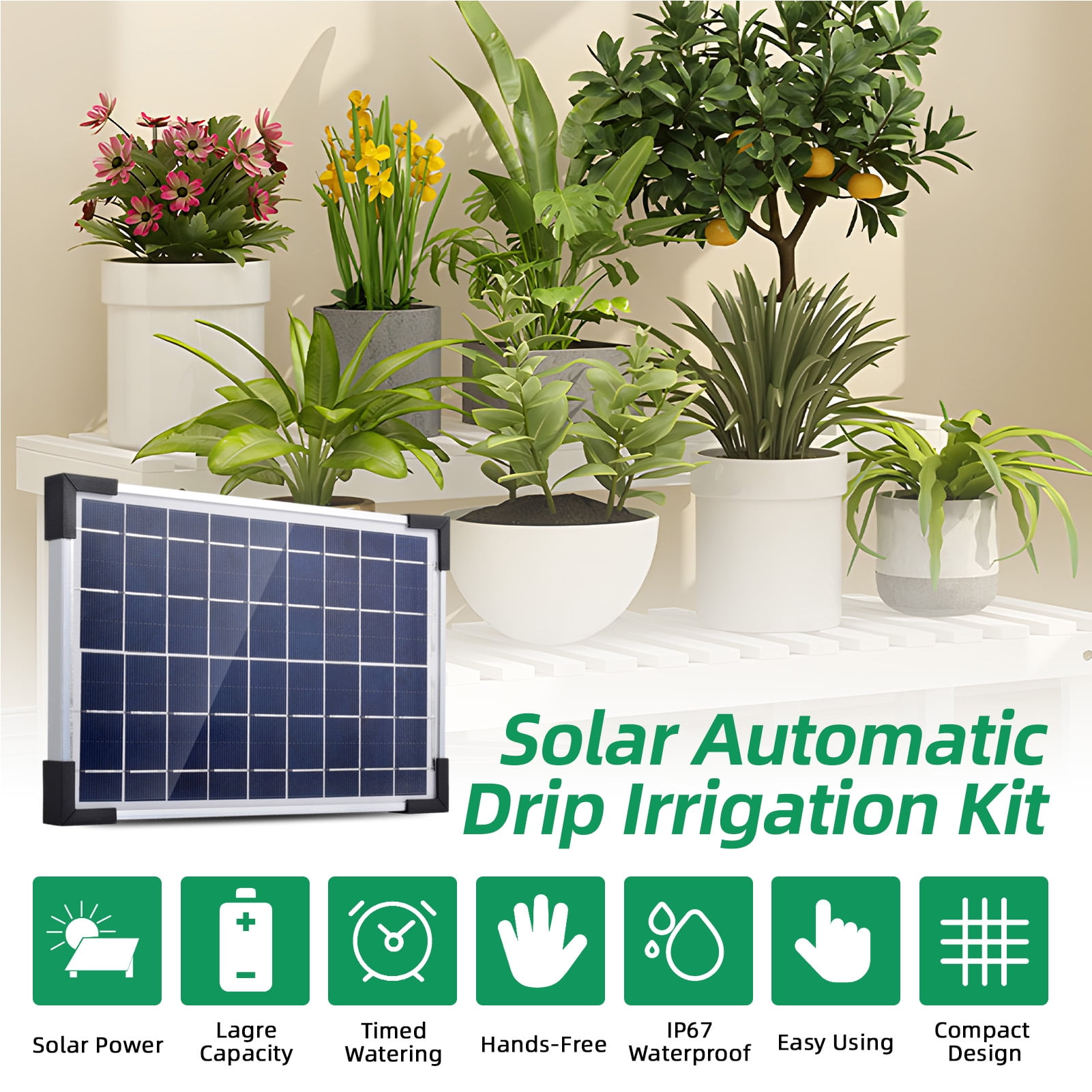 irrigation system Auto Solar Auto Drip Irrigation System Solar Powered Drip Irrigation Kit Built-in 2200mAh Battery Supported 30 Pots 7 Timer Modes IP65 Waterproof Self Watering DIY Irrigation Set