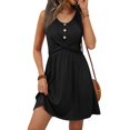 thumbnail image 6 of Laqbezok Women's Casual Sleeveless Dress, Round Neck Twist Front Mini Dress, Slim Fit A-Line Summer Outfit for Vacation Beach, 6 of 6