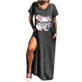 thumbnail image 1 of Vestidos Para Mujer Vestidos Casuales Vestido de Verano Cosplay Calavera Estampado Cuello Redondo Erógeno Bolsillo Manga Corta Vestido Largo Odeerbi ODB148967, 1 of 7