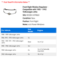 thumbnail image 2 of Front Right Window Regulator - Compatible with 1985 - 1992 Volkswagen Jetta 1986 1987 1988 1989 1990 1991, 2 of 2