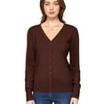 thumbnail image 3 of Made by Johnny Women's Keep It Classic V Neck Cardigan XXXL BROWN, 3 of 6