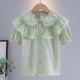 thumbnail image 1 of Odeerbi Camisa de Vestido de Algodón de Las Niñas Flor Bordado de Manga Corta Uniforme de La Escuela Con Bolsillo, 1 of 9