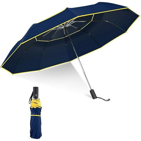 Kalolary 62 Inch Automatic Golf Umbrella, Extra Large Folding, Windproof, Compact, Double Canopy, Travel Folding, Oversize Rain Umbrella for Home Family Use