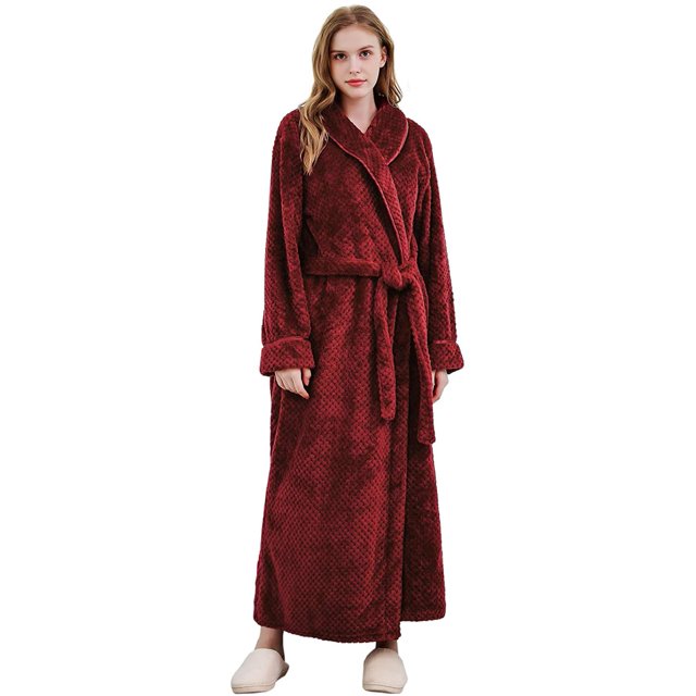 Artfasion Peignoir Long pour Femmes Grande Taille Chaud Doux Spa Peluche Robe de Nuit