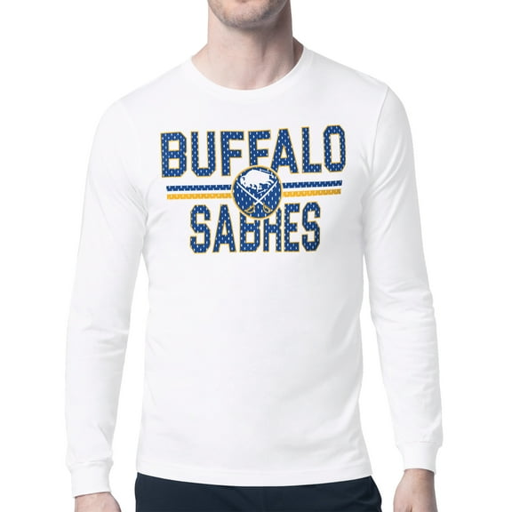 Men's Starter White Buffalo Sabres Mesh Look Team Name Long Sleeve T-Shirt