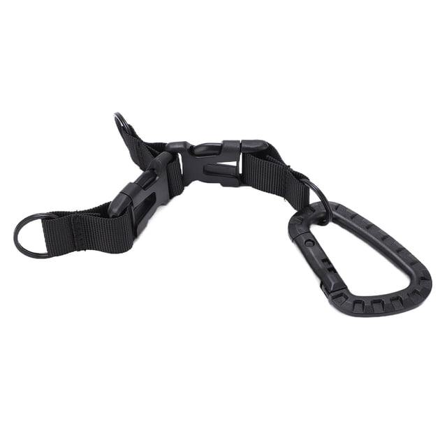 Mosquetón de plástico con anilla en D, llavero con correa Molle, clip para equipo de camping, senderismo, pesca, color negro