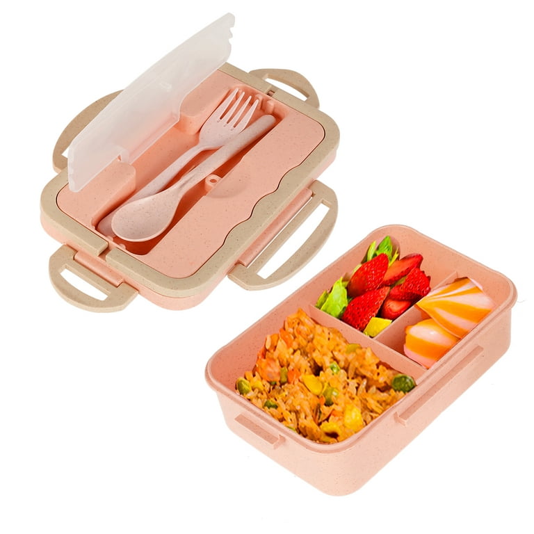 1pc Wheat Straw Sealed Food Preservation Box, Microwavable Lunch Box With  Wheat Straw Spoon And Chopsticks Set